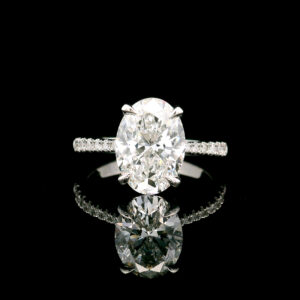 Oval 3.05C Lab Grown Certified Diamond Ring with Pavé Band in 14K White Gold 3.25 CTW EVS1 LG764676824