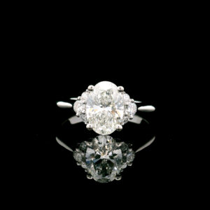 Oval 1.51C Lab Grown Certified Diamond Multistone Ring in 14K White Gold 1.66CTW FVVS1 LG747523703