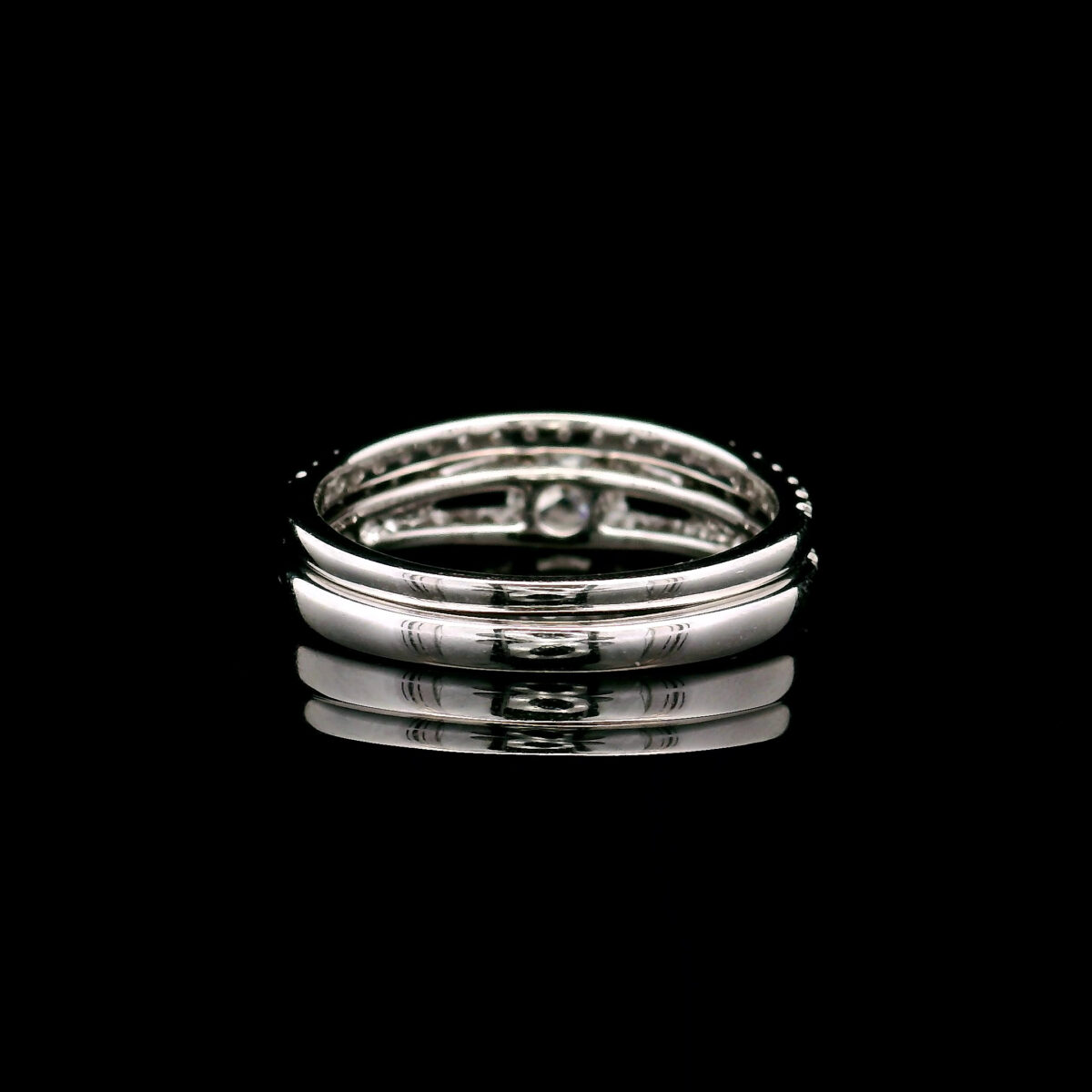 0.5CT Lab Grown Round Center Diamond Split Shank Engagement Ring in 14K White Gold w/ 1.0CTW Lab Grown Accent Stones - Image 3