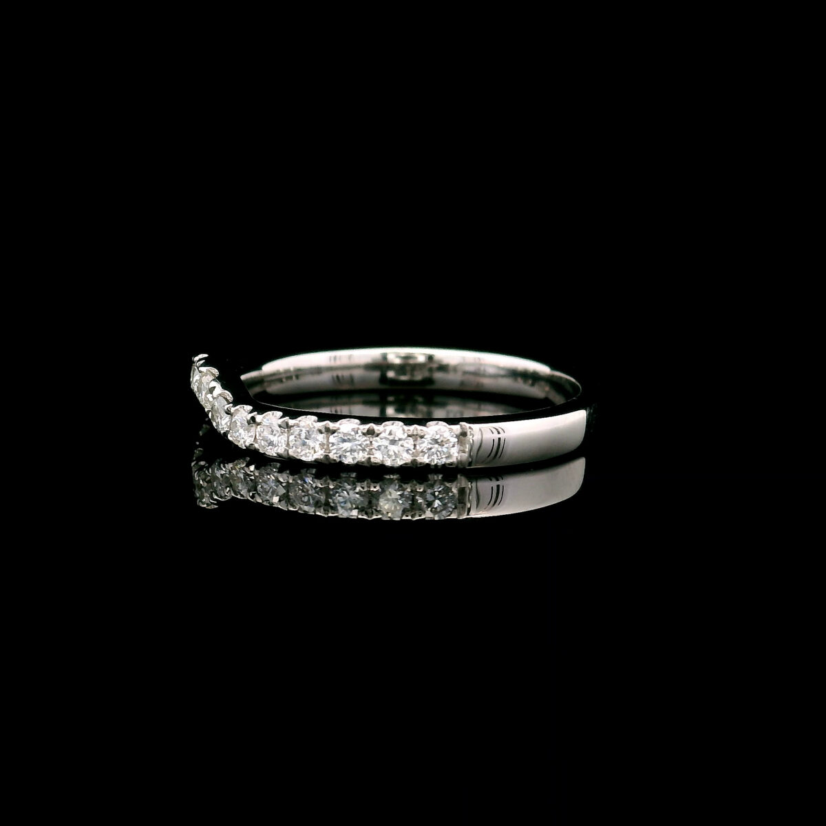 Curved 0.375CTW Lab Grown Diamond Contour Wedding Band in 14K White Gold - Image 2