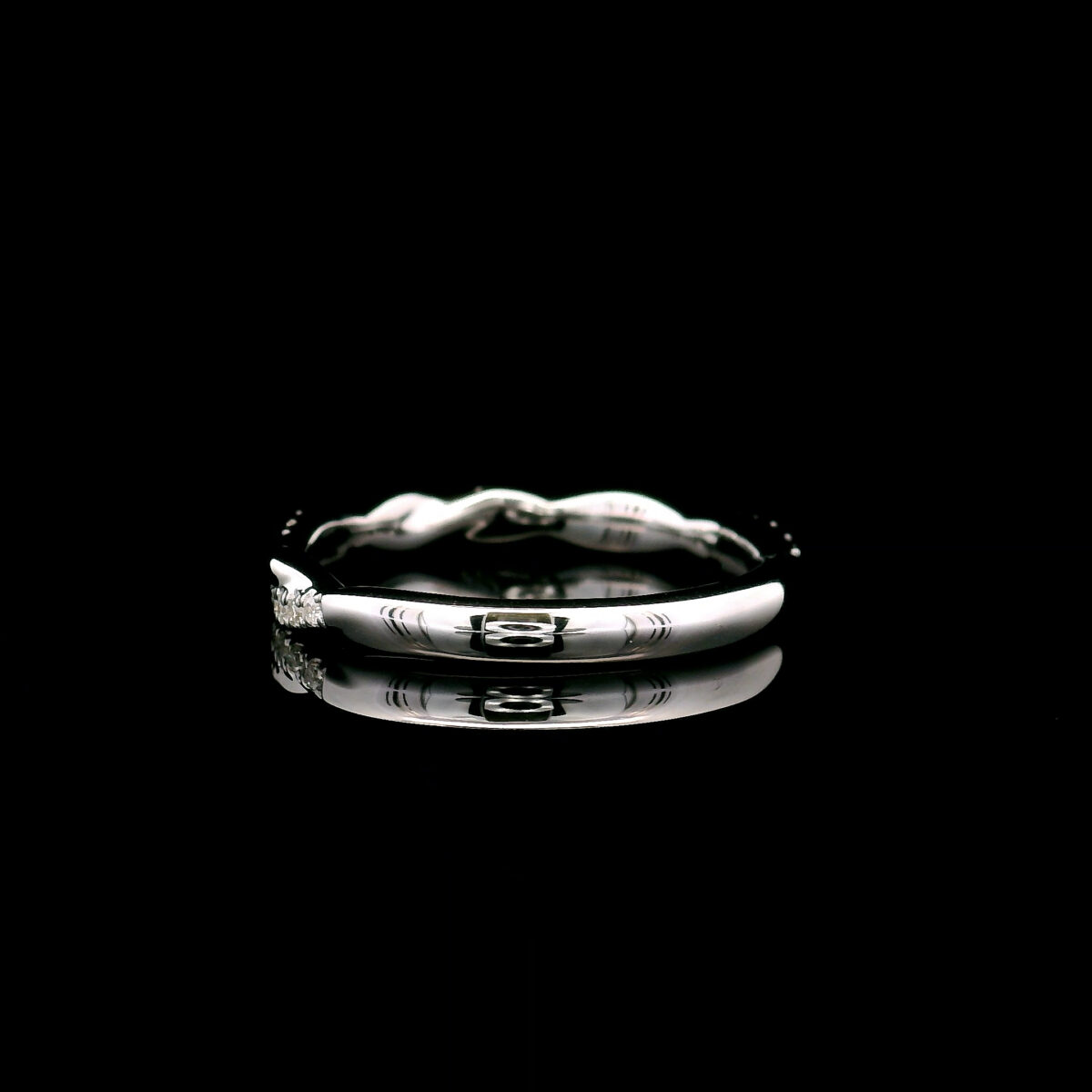 Twisted 0.125CTW Lab Grown Diamond Pavé Wedding Ring in 14K White Gold - Image 3