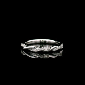 Twisted 0.125CTW Lab Grown Diamond Pavé Wedding Ring in 14K White Gold
