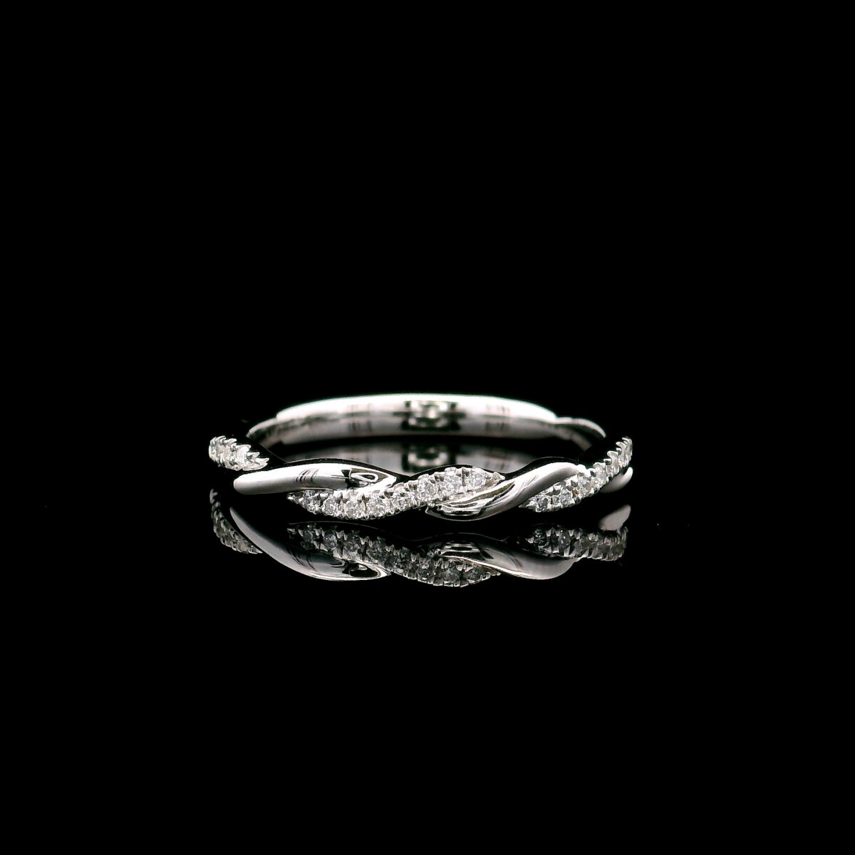 Twisted 0.125CTW Lab Grown Diamond Pavé Wedding Ring in 14K White Gold