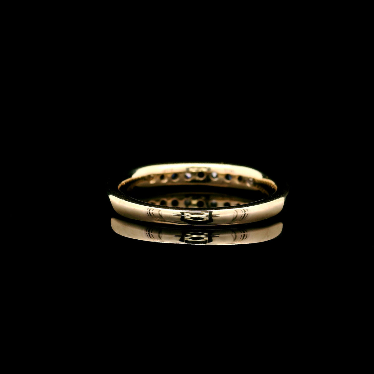 10K Yellow Gold w/ 5 2mm Created Sapphires and 0.125CTW Lab Grown Diamonds - Image 3