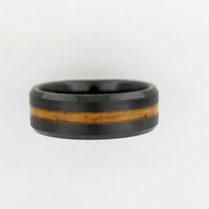 Black Ceramic Ring with 2mm Gemstone, Size 10.5