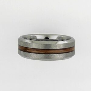 Tungsten Bevel Ring with 2mm Bourbon Grain Edge