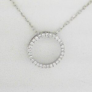 Elegant Sterling Silver Lab Grown Diamond Circle Pendant