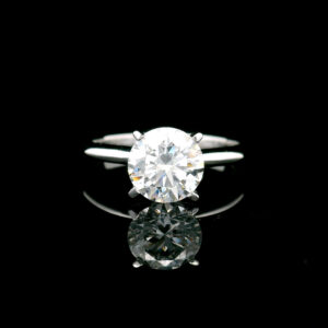 Round Milestones Brillant Cut Lab Grown Diamond Solitaire Ring in 14K White Gold 1.50ct VS1 G Ideal w/Certification