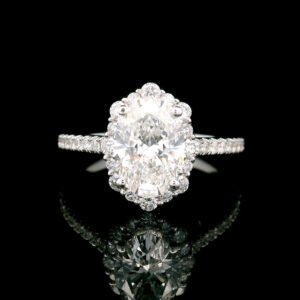 Oval Cut 1.62ct VS1 F Lab Grown Diamond Halo Engagement Ring in 14K White Gold