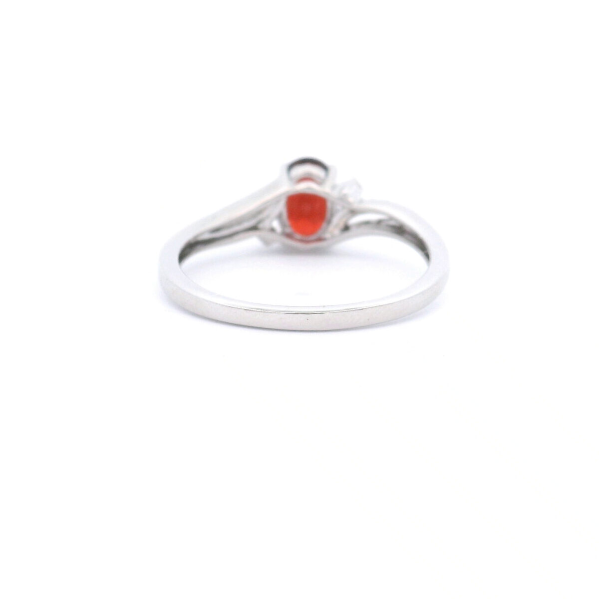 7X5mm Oval Garnet Bypass Ring in 10K White Gold w/ 1/20 CT - Image 3
