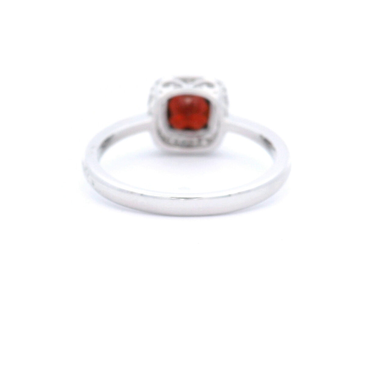 6mm Cushion-Cut Garnet Halo Ring in 10K White Gold w/ 1/10CTW - Image 2