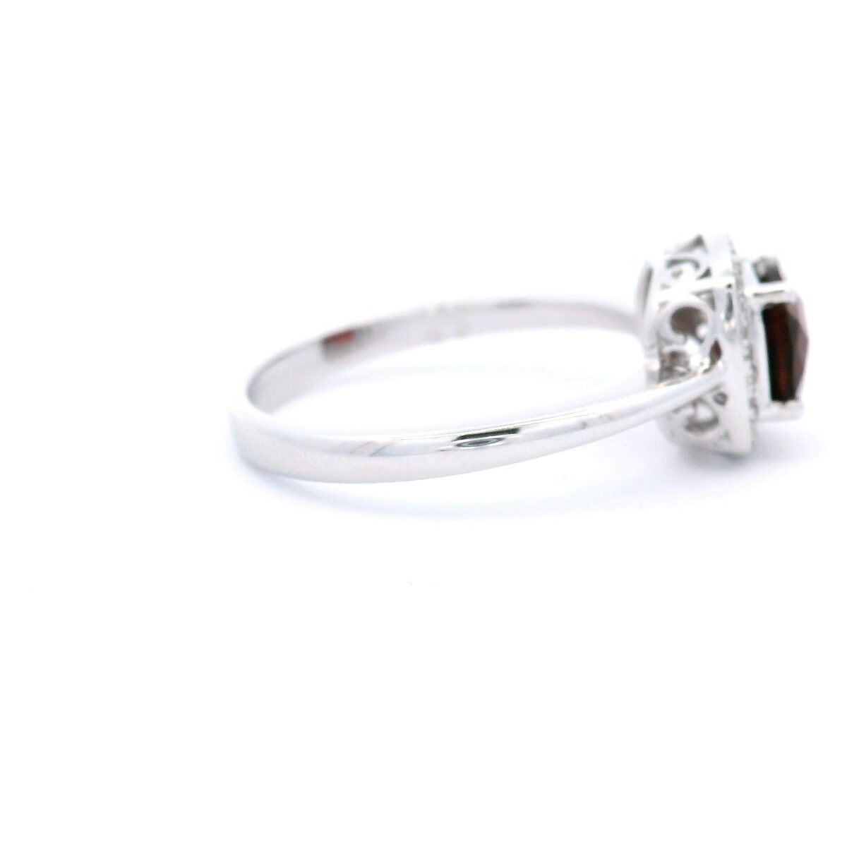 6mm Cushion-Cut Garnet Halo Ring in 10K White Gold w/ 1/10CTW - Image 3