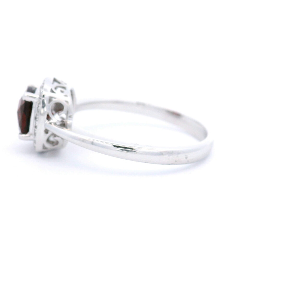6mm Cushion-Cut Garnet Halo Ring in 10K White Gold w/ 1/10CTW - Image 4