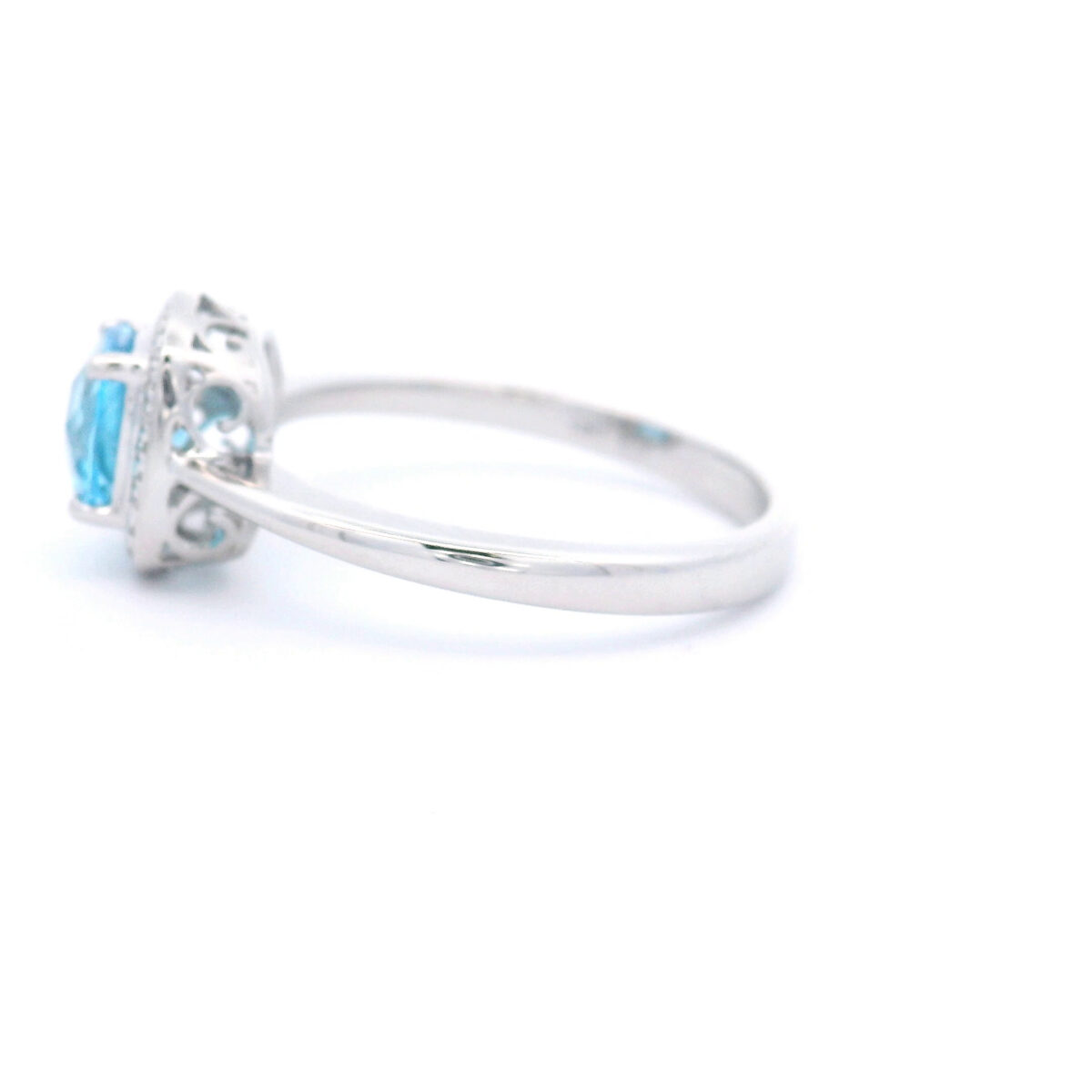 6mm Cushion-Cut BlueTopaz Halo Ring in 10K White Gold w/ 1/10 CTW - Image 2