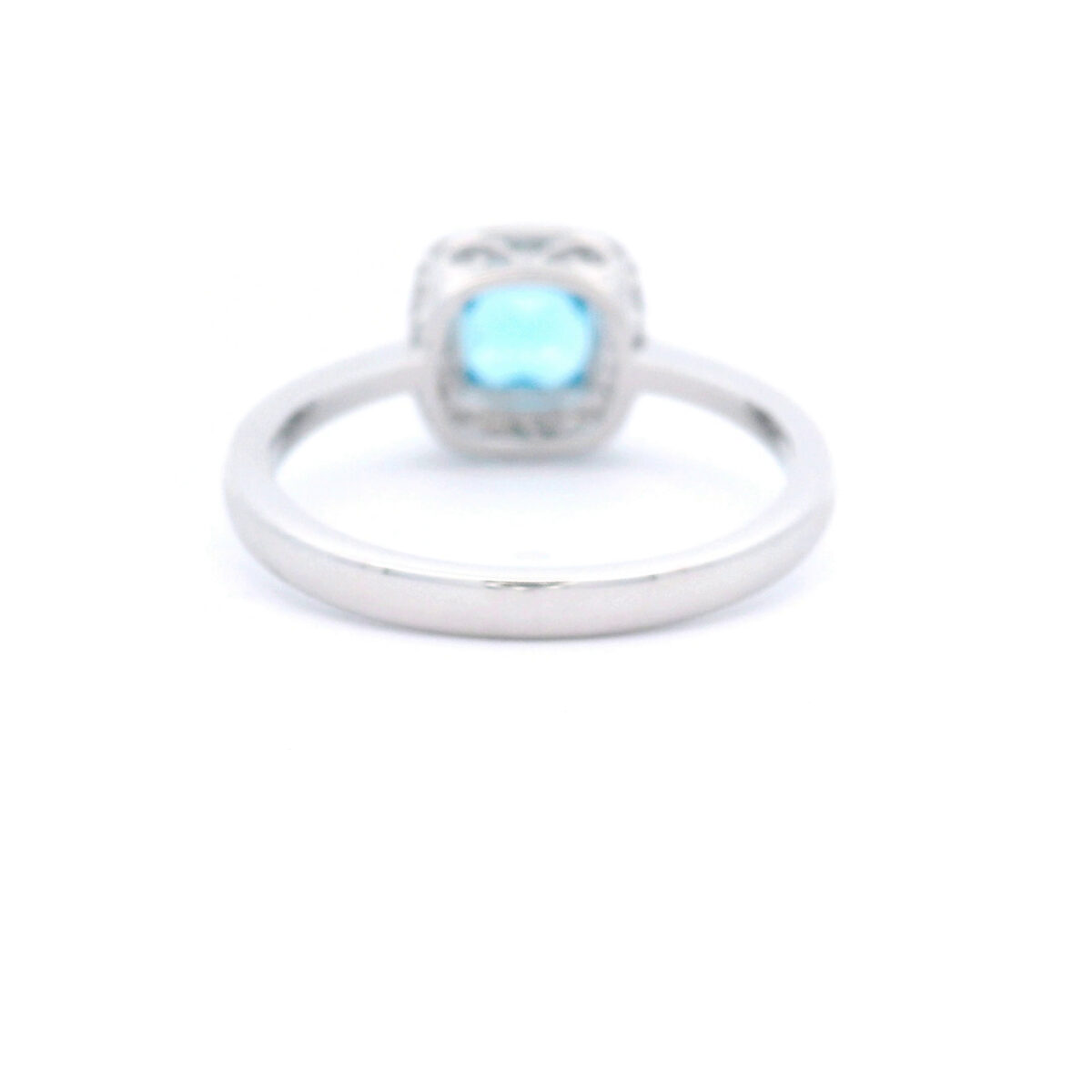 6mm Cushion-Cut BlueTopaz Halo Ring in 10K White Gold w/ 1/10 CTW - Image 3