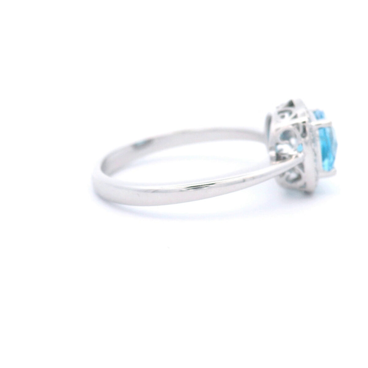 6mm Cushion-Cut BlueTopaz Halo Ring in 10K White Gold w/ 1/10 CTW - Image 4