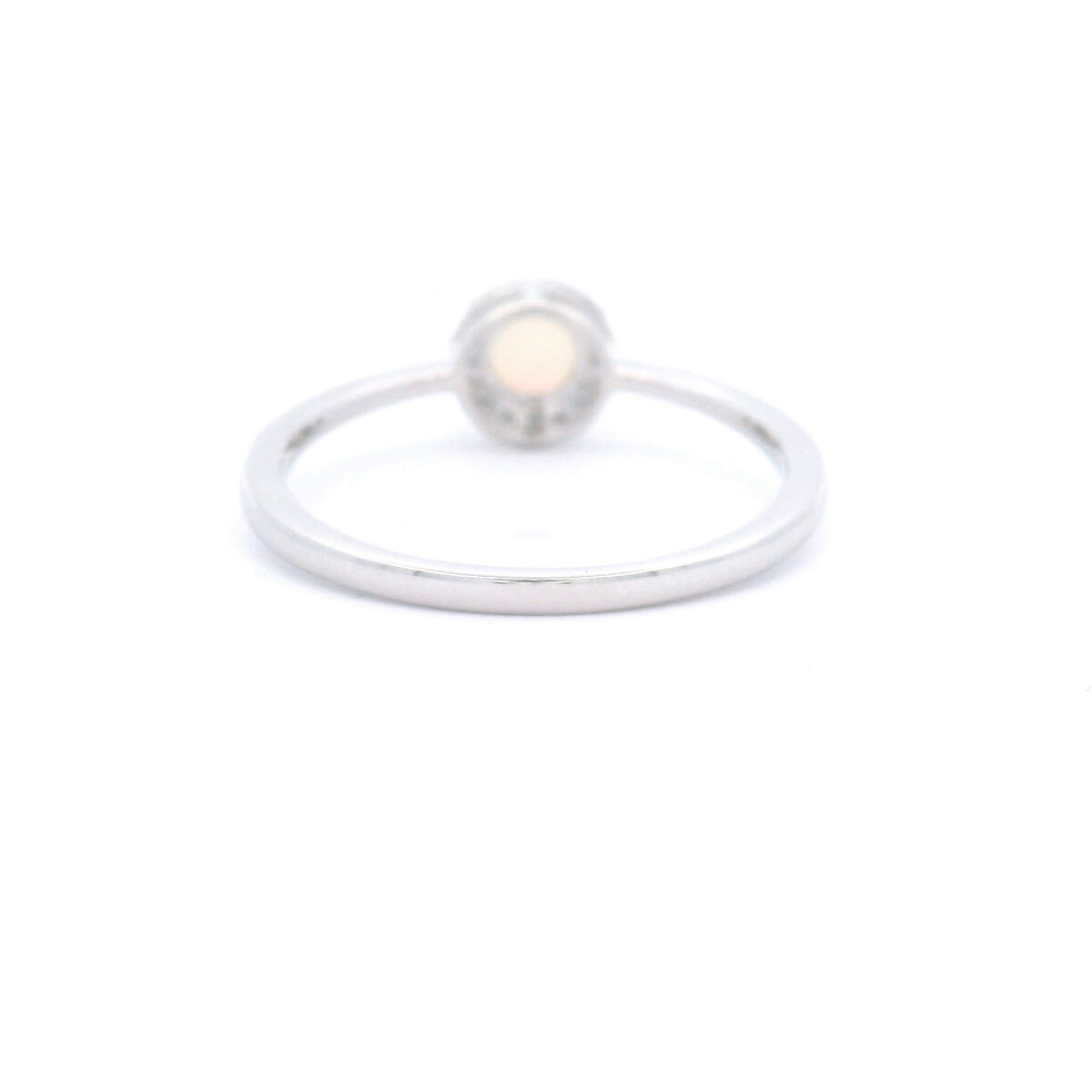 4.5 mm Round Opal Halo Ring in 10K White Gold w/ 1/20 CTW - Image 3
