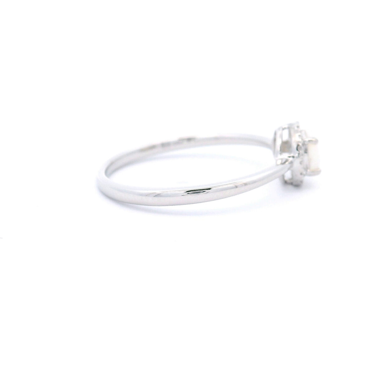 4.5 mm Round Opal Halo Ring in 10K White Gold w/ 1/20 CTW - Image 4