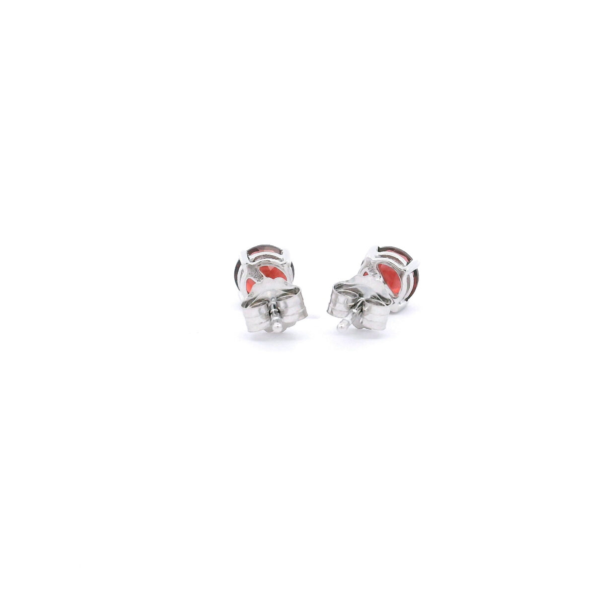 5mm Round Garnet Stud Earrings in14K White Gold - Image 3