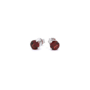 5mm Round Garnet Stud Earrings in14K White Gold