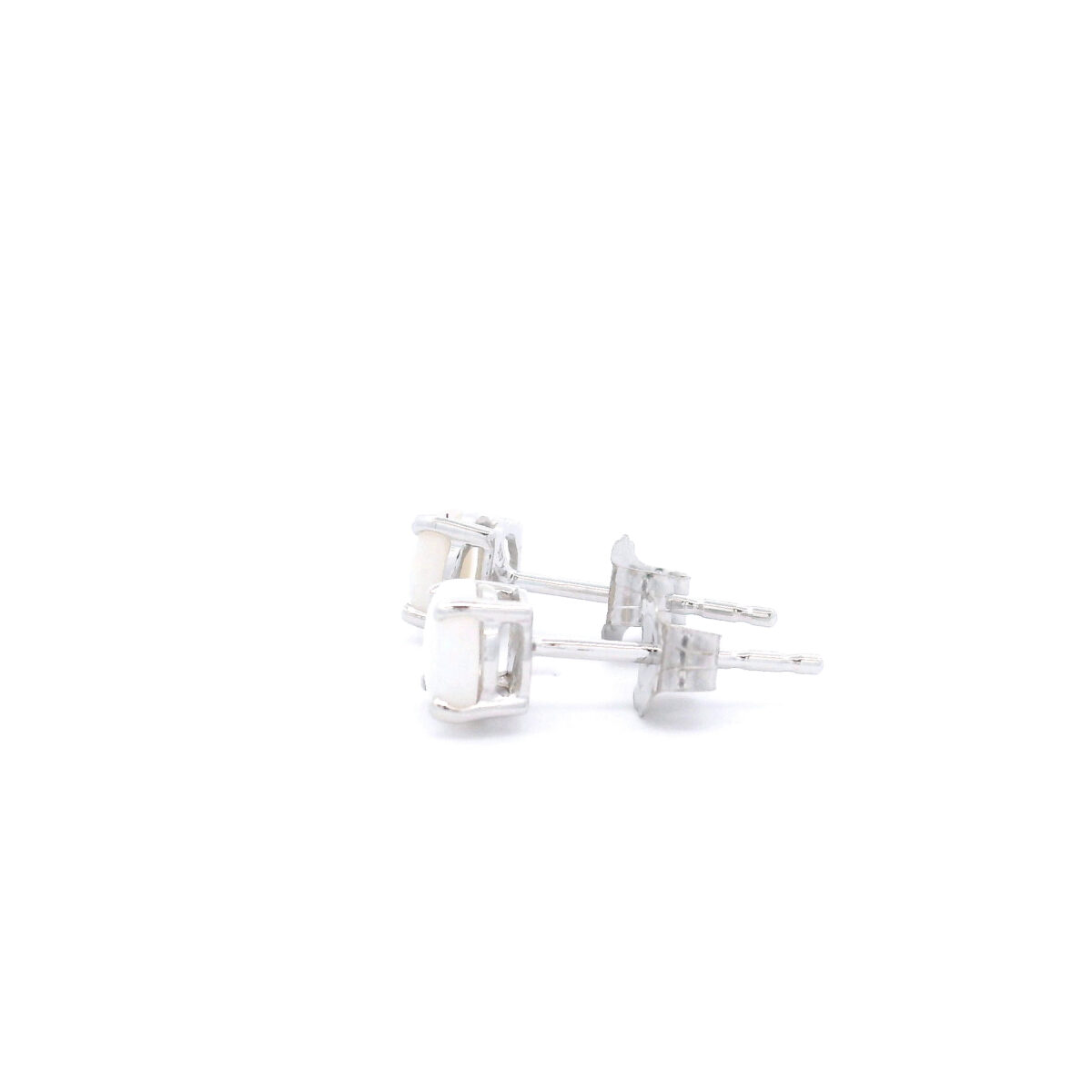 5mm Round Opal Stud Earrings in 14K White Gold - Image 2
