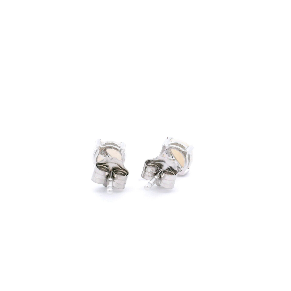 5mm Round Opal Stud Earrings in 14K White Gold - Image 3