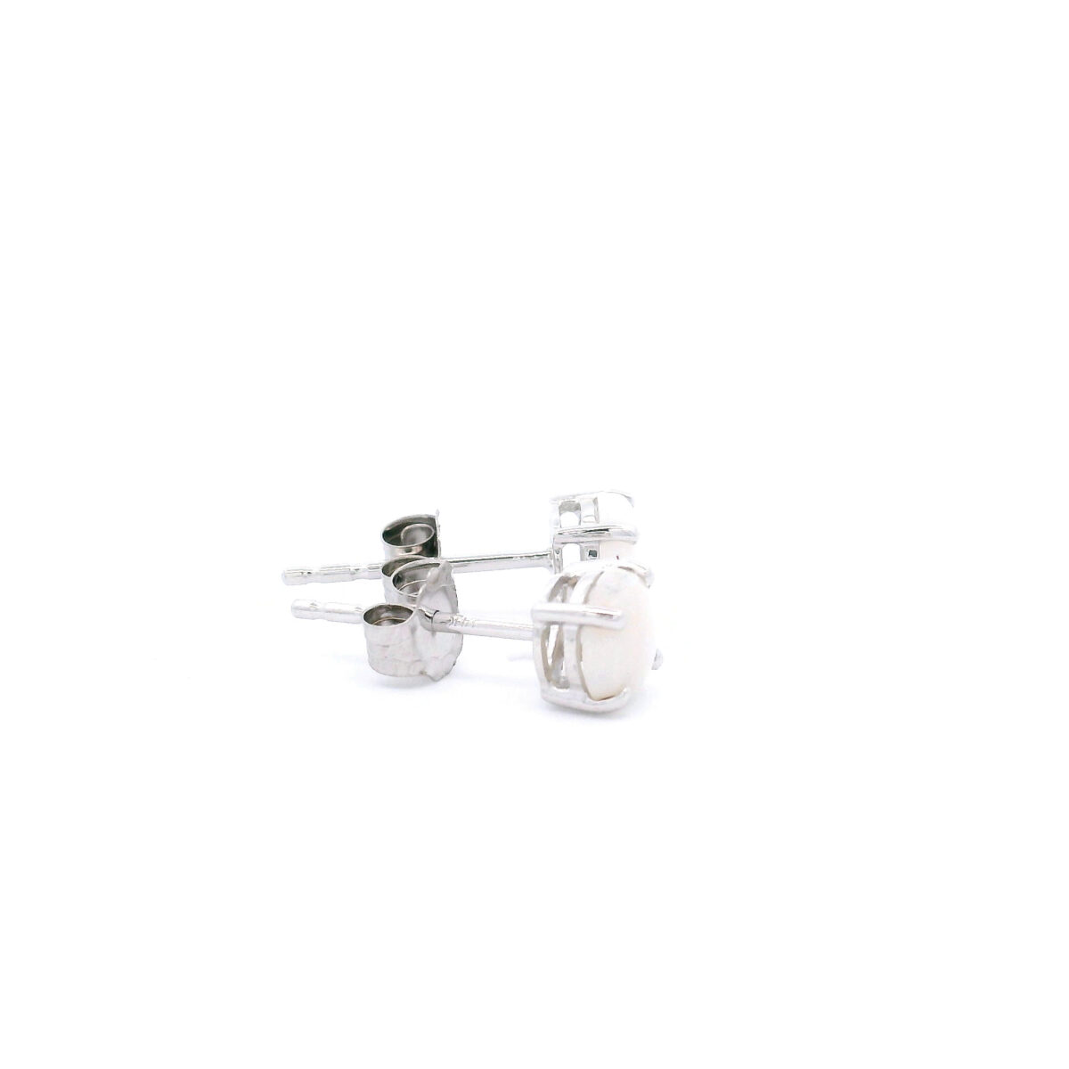 5mm Round Opal Stud Earrings in 14K White Gold - Image 4