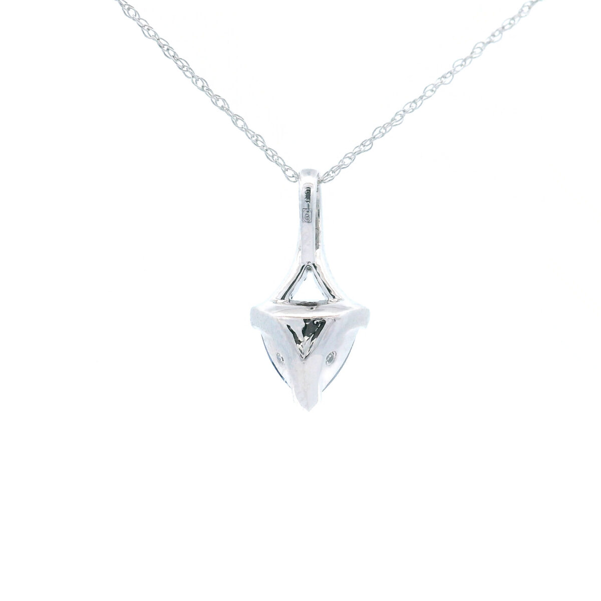Trillion-Cut 8mm Tanzanite and Diamond Accent Pendant in 10K White Gold with 1/20th TW Diamonds - Image 3