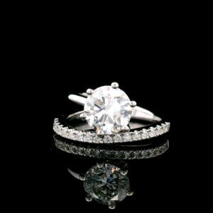 14K White Gold 2.09 Round Lab Grown Certified Diamond Ring and Matching Band 2.25ct EVS1 LG771655272