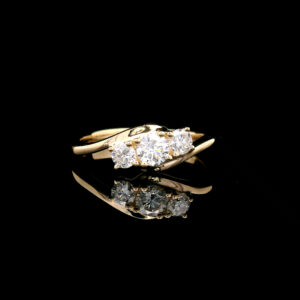 0.5CTW Lab Grown Three-Stone Diamond Bypass Ring in 14K Yellow Gold