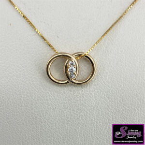 14K White Gold Diamond Marriage Symbol Pendant