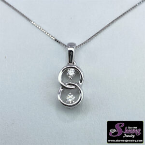 14K White Gold Diamond Brides Pendant