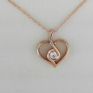 14K Rose Gold Heart-Shaped Pendant with Lab-Grown Diamond