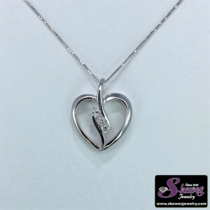 14K White Gold Lab Grown Diamond Pendant with 10K White Rope Chain