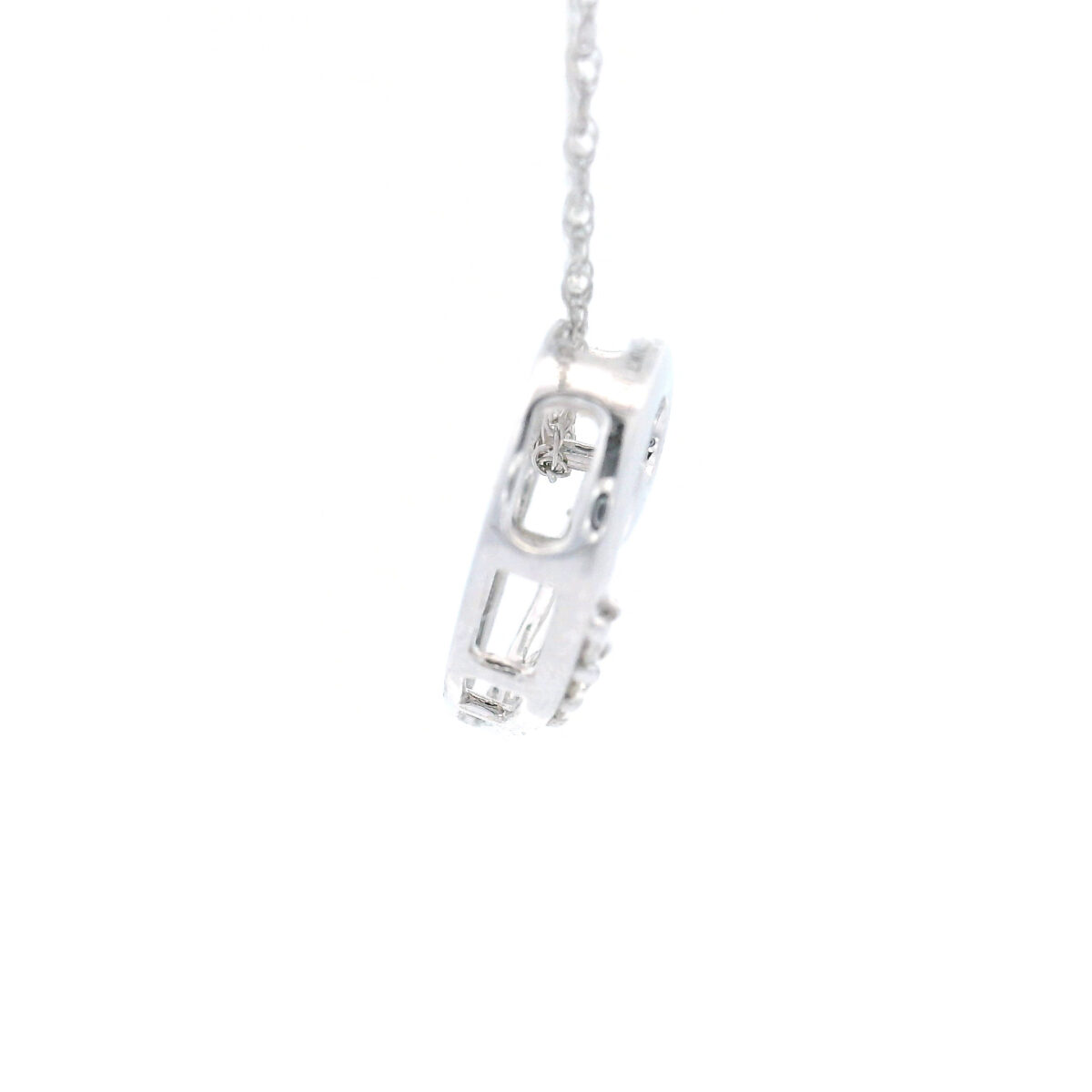 10k White Gold Diamond Open Heart Charm Necklace with 1/50Twt Round Diamonds - Image 2