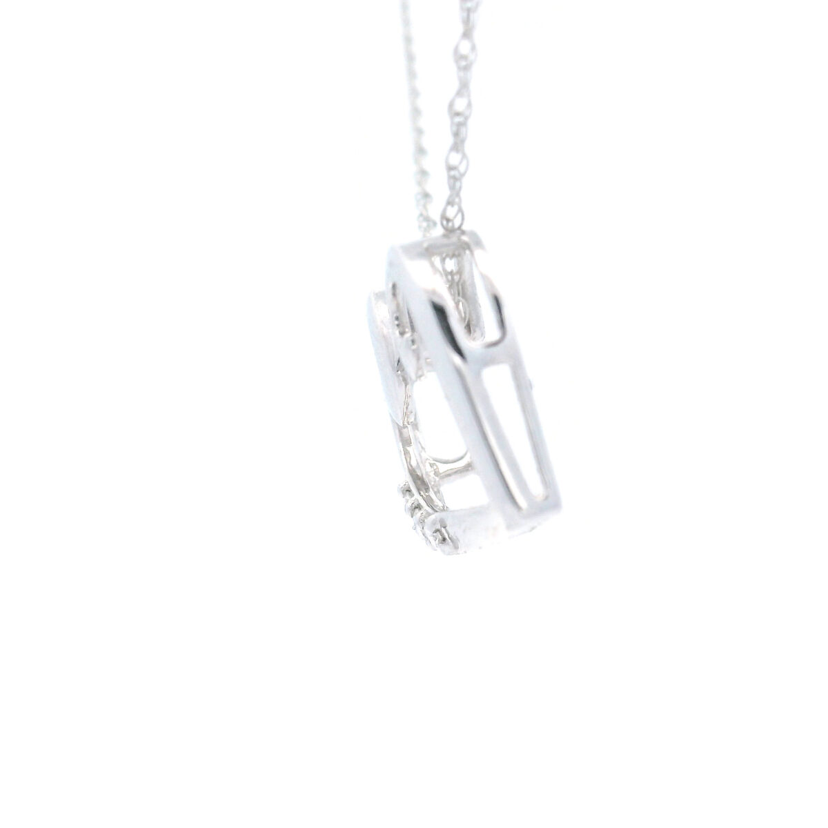 10k White Gold Diamond Open Heart Charm Necklace with 1/50Twt Round Diamonds - Image 3