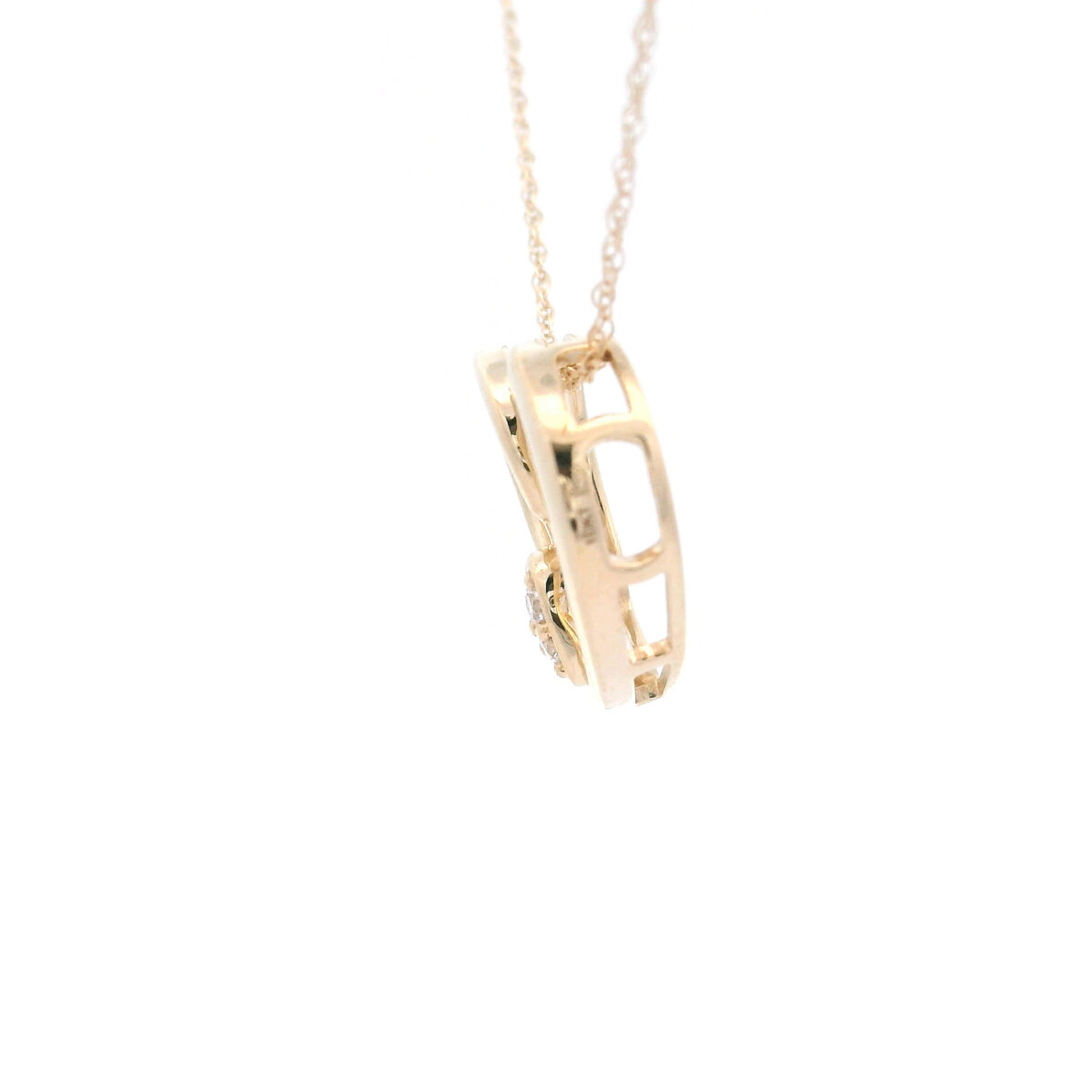 Stylized Open Heart Diamond Charm Necklace in 10k Yellow Gold with 1/20 TW Diamonds - Image 2