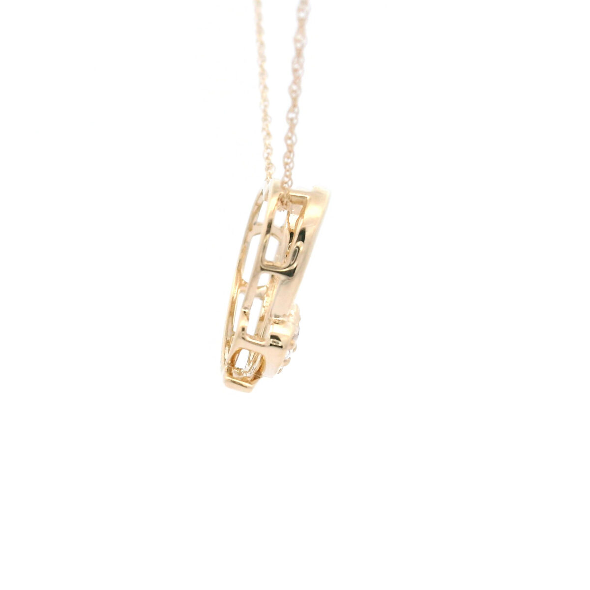 Stylized Open Heart Diamond Charm Necklace in 10k Yellow Gold with 1/20 TW Diamonds - Image 4