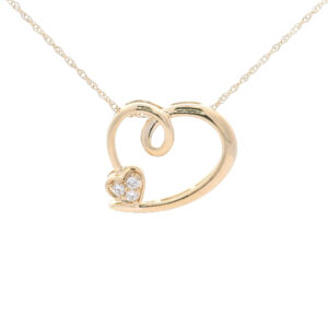 Stylized Open Heart Diamond Charm Necklace in 10k Yellow Gold with 1/20 TW Diamonds