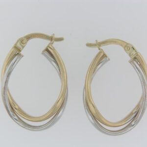 Elegant 10K Two-Tone Double Wave Twist Hoop Earrings