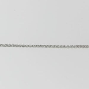 14K White Gold 0.85mm Round Wheat Chain Necklace, 16 Inches