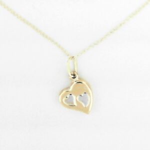 14K Yellow Gold Heart Pendant on 18 Curb Chain