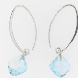 Elegant Sterling Silver Cushion Cut Blue Topaz Ring