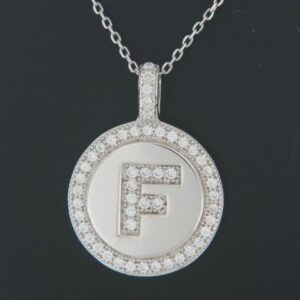 Sterling Silver Micro Pave Cubic Zirconia Circle Pendant