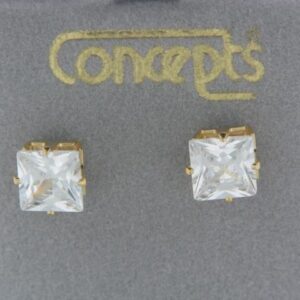 Elegant 6x6 mm Yellow Gold Cubic Zirconia Stud Earrings