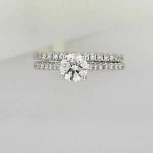 14K White Gold Lab Grown Diamond Engagement Ring with Wedding Band
