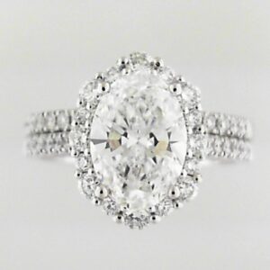 14K White Gold Lab Grown Diamond Semi-Mount Engagement Ring Set