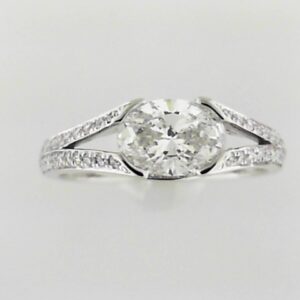 14K White Gold 1.00ct Oval Lab Grown Diamond Ring