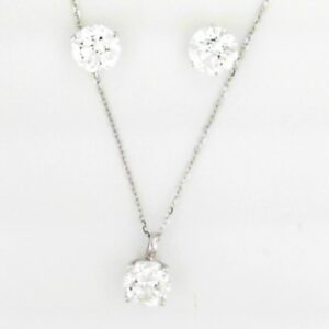 Elegant Two-Tone 14K Lab Grown Diamond Pendant and Earrings Set