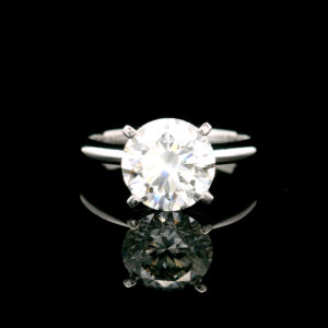 Round Milestones Brillant Cut Lab Grown Diamond Solitaire Ring in 14K White Gold 2.05ct VVS2 G Ideal w/Certification